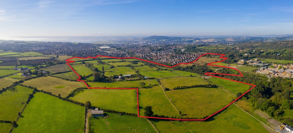 Aerial view of Beverley Garden Village site in Newtownards, Northern Ireland that is currently for sale