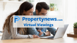 Couple looking at a laptop. Featured image for Virtual viewings: houses for sale in County Down blog post